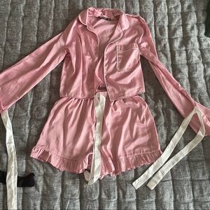 Nasty Gal Pink Silky PJ Set